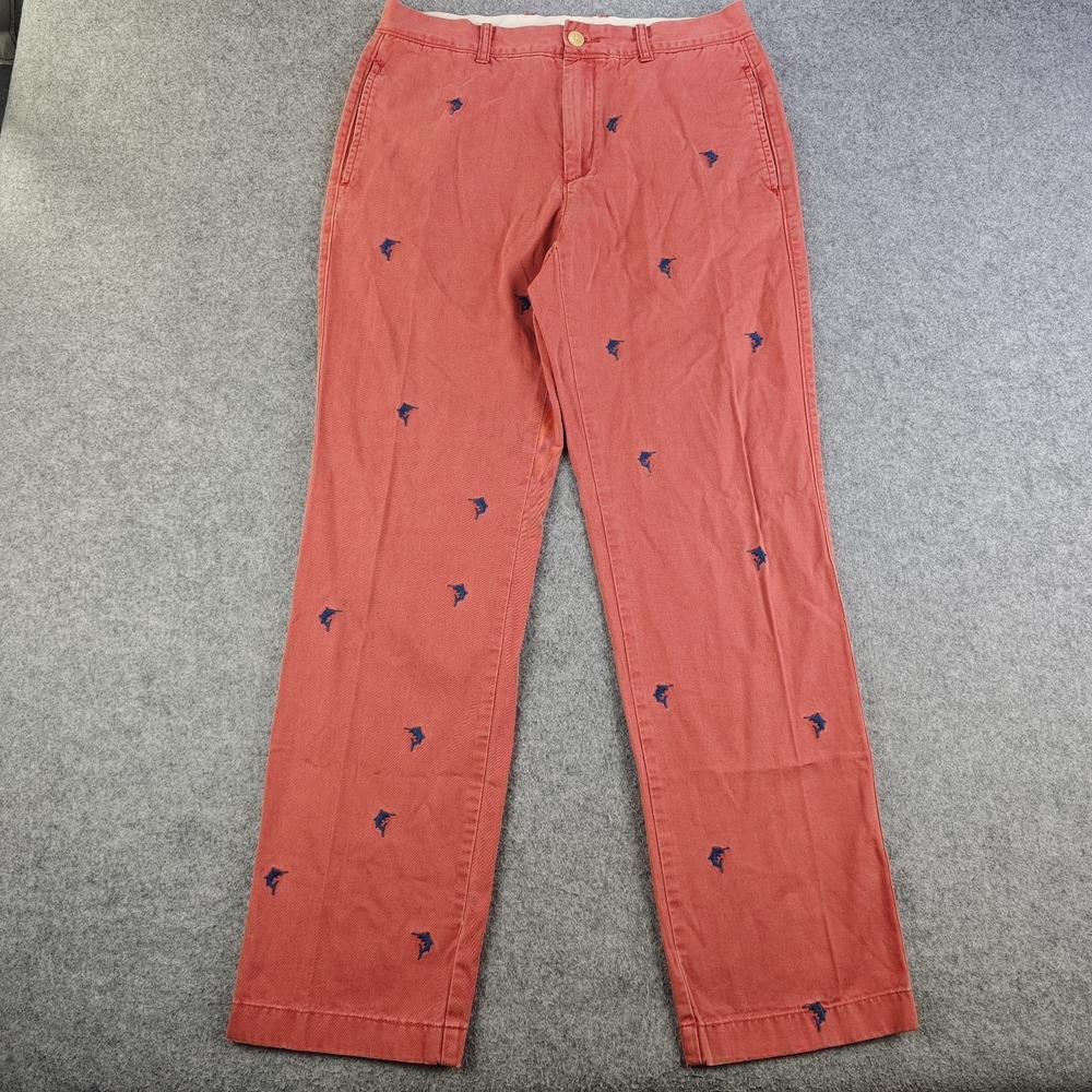J Crew Pants Mens 32x32 Red Embroidered Marlin Fish Classic Fit Chino Vintage